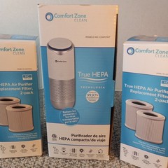 Clean Compact Travel HEPA Air Purifier 3 Speed Dust Dander W 2 Packs Filters