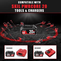 20V 6Ah Replacement Battery for SKIL PWRCore 20,Compatible w/ BY5196/7XX Series