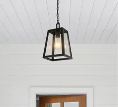 Glendale 6.75 in. 1-Light Black/Clear Outdoor LED Pendant Farmhouse Open Box
