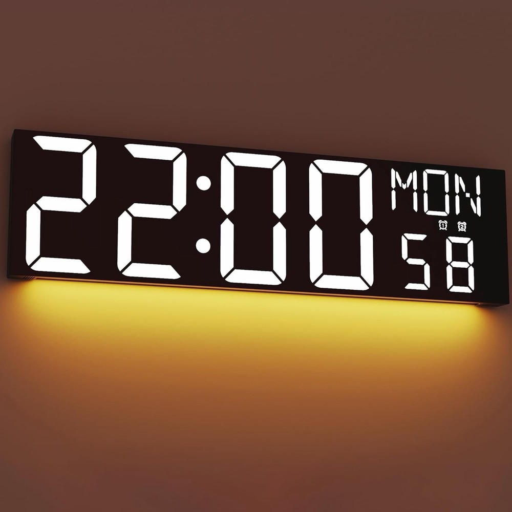 JALL 30″ Large Digital Wall Mount Clock with Remote Control, White