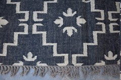Floor Kilim Dhurrie Rugs 8×10 Black Color Large Jute Kilim Flat Weave