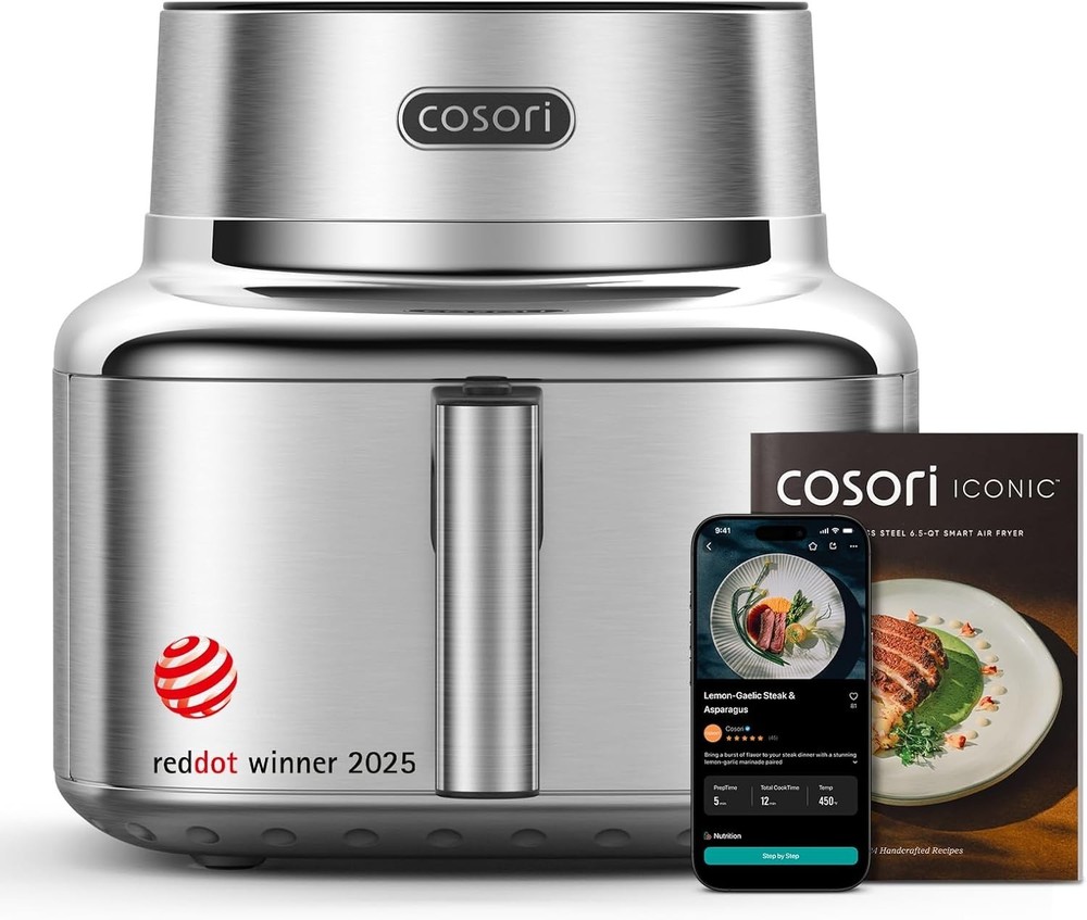 Cosori Iconic 6.5 Qt Smart Air Fryer – Stainless Steel, PFAS-Free, 450°F