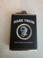 MARK TWAIN BLACK LEATHER FLASK None Better for the Money 8 oz Stainless Steel