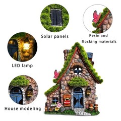 ASAWASA Resin Fairy House Statues with 7.68 x 4.72x 8.86 in, Double