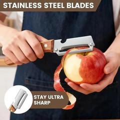 2Pack 2 in 1 Wooden Handle Multi Functional Vegetable Peeler With Bottle Opener