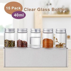 15 Pack 40ml (1.35 oz) Small Glass Vials with Screw Caps, Clear Empty Sample …