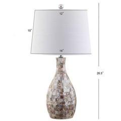 26.5″ Verna Seashell Table Lamp with Linen Shade for Living Room (Includes