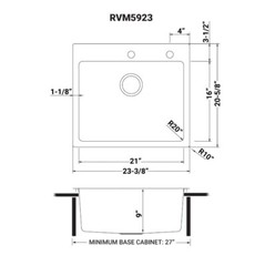 Ruvati 23″x20″ Drop-in Topmount 16 Gauge Single Bowl Kitchen Sink- RVM5923
