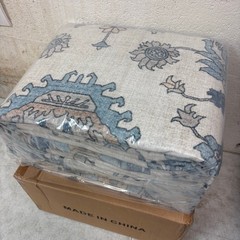 8x10ft Low Pile Area Rug, Machine Washable, Non Skip Vintage Floral Blue & White