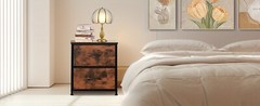 2 Drawer Dresser Nightstand Pack Of 2 Bedroom Storage Organizer Cabinet Fabric