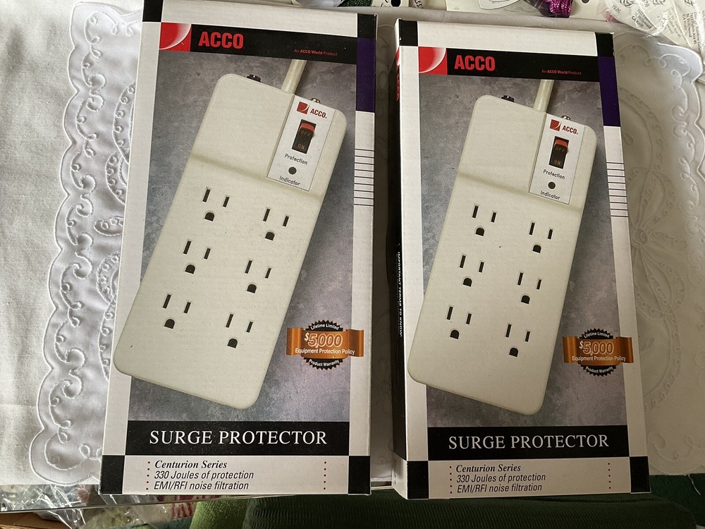 Surge Protector 2each 120 Volts 60 HZ 15 AMPS 6 Plug ACCO 50645 Centurion Series