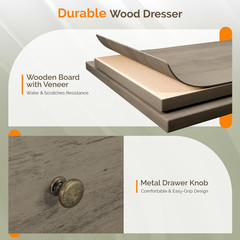 Wood Drawer Organizer with Metal Handles for Bedroom Living Room Hallway Wood