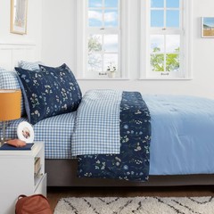 5pc Twin Extra Long Floral Printed Microfiber Reversible Comforter & Sheets Set
