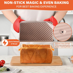 2 Pack Pullman Loaf Pan with Lid, 1 Lb/0.5 Lb Dough Capacity for Homemade Bread