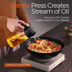 2-in-1 Oil Dispenser & Sprayer 16oz Glass Bottle Food-grade For Kitchen & BBQ