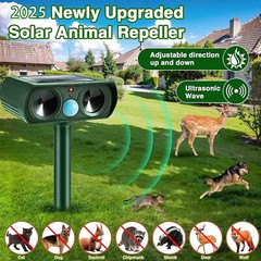 Outdoor Solar Animal Repeller Ultrasonic Pest Repellent for Dogs, Cats Squirrels
