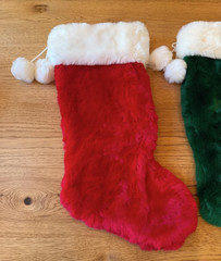Giant Christmas Stockings Set – Red & Green with White Cuffs