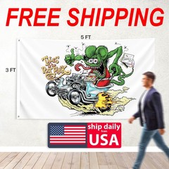 Rat Fink Banner Flag 3×5 feet Hot Rod Speed Shop Auto Mechanic Garage Man Cave