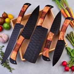 Hand Forged High Carbon Steel Chef Knives Set Kitchen Set Full Tang
