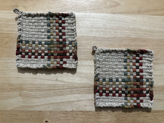 Handmade 2 Beautiful Cotton Woven Potholders Trivets 7 Colors Fall Anytime