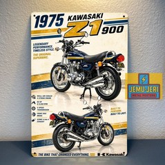 1975 Kawasaki Z1 900 Motorcycle Metal Poster 30x20cm Sign