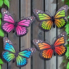 Metal Butterfly Wall Art Outdoor Decor – 4 Pack 9.8in Butterflies Wall Sculpt…