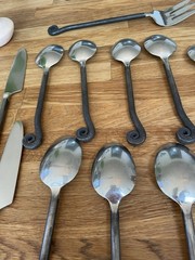 38 Piece Gourmet Settings Treble Clef Stainless Silverware & Serving Pieces VTG