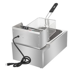 2500W 6L Commercial Electric Deep Fryer Restaurant Stainless Steel 10.5QT W/Lid