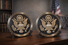 Seal of the United States Plaque – 8.5″ Round Patriotic Eagle Wall Art