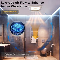 4-in-1 Bathroom Exhaust Fan with Bluetooth Speaker 1800W Dual Heater 180 CFM