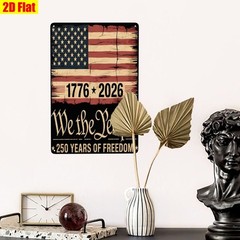 Vintage 250 Years of Freedom Metal Sign 4th of July We the People USA Flag Decor