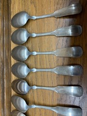 9 Rogers Nickel Silver spoons along with 4 Holmes & Edwards