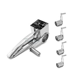 Cheese Grater Stainless Steel Vegetable Shredder Cutter Grinder 4 Drum Blades