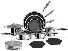 14-Piece Nonstick Hybrid Hex Cookware Set – Induction & Oven Safe, PFOA Free