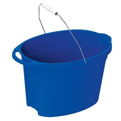 Plastic 12-Quart Oval Bucket, Blue, 2 pack