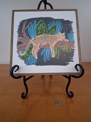 Square Leopard Animal Print Wood Picture Frame Brown Modern Less Than 10×10 in