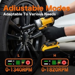 21V Cordless Impact Wrench Kit with 1/2 Batteries & Charger Brushless Motor
