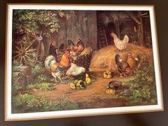 Pimpernel Vintage Set of 2 Large Barnyard Scene Chicken Rooster Placemats 15.5in