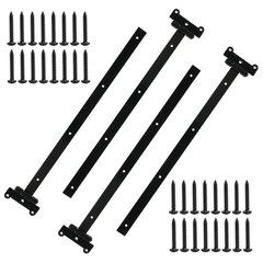 24in Heavy Duty gate Hinges 1760Lbs Capacity, 4 Pcs T-Strap 24 Inch, Black