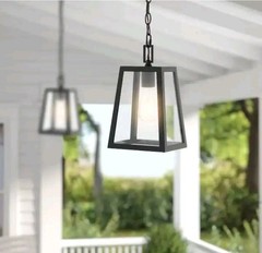 JONATHAN Y Glendale 6.75 in. Black Outdoor Industrial Farmhouse Pendant Light OB