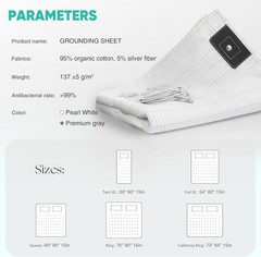 Grounding Sheet Fitted Earthing Bedsheet 5% Silver Fiber 95% Cotton w/ Tester