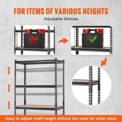 VEVOR 18″D x 36″W x 72″H 5 Shelf Steel Shelving Rack Garage Storage 2000lbs Load