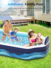Inflatable Pool for Kids & Adults | Oversized Thickened Large 120 inch