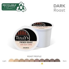Tully’s Coffee French Roast, Dark Roast Coffee K-Cup Pods, 96 Count