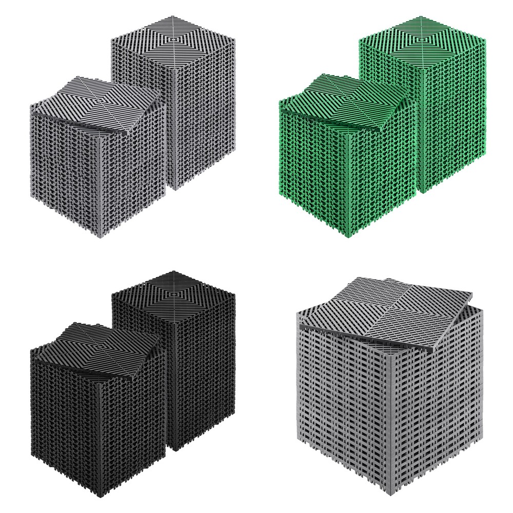 Interlocking Garage Floor Tiles 12x 12/15.7×15.7in Drainage Modular Deck Tile