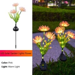 Solar Garden Lights Flower Outdoor Waterproof LED Flower Stake Lamp Yard Pink