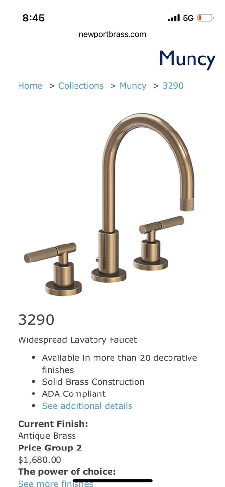 TWO NEW Unused Newport Brass Widespread bathroom faucets MUNCY (model 3290/06).
