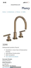 TWO NEW Unused Newport Brass Widespread bathroom faucets MUNCY (model 3290/06).