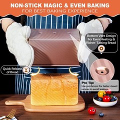 2 Pack Pullman Loaf Pan with Lid, 1 Lb/0.5 Lb Dough Capacity, Premium Non-Stick