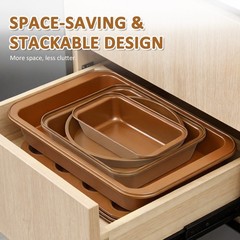KOOMADE 10Pcs Nonstick Carbon Steel Bakeware Set Cookie Sheet Roasting Pan
